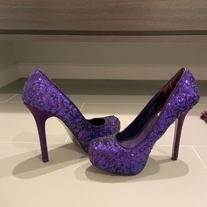 Steve Madden purple glittery heels